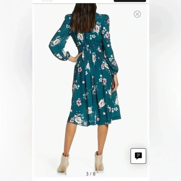 Floral Print Long Sleeve Midi Dress size S - Picture 4 of 11